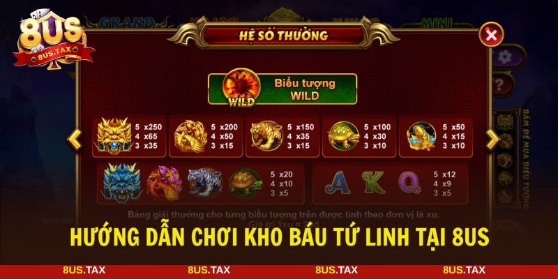 Cách chơi kho báu tứ linh tại 8US cực dễ cho người mới